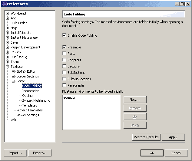 Preferences - Code Folding